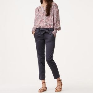 LOFT Gray Tie-Waist Pants